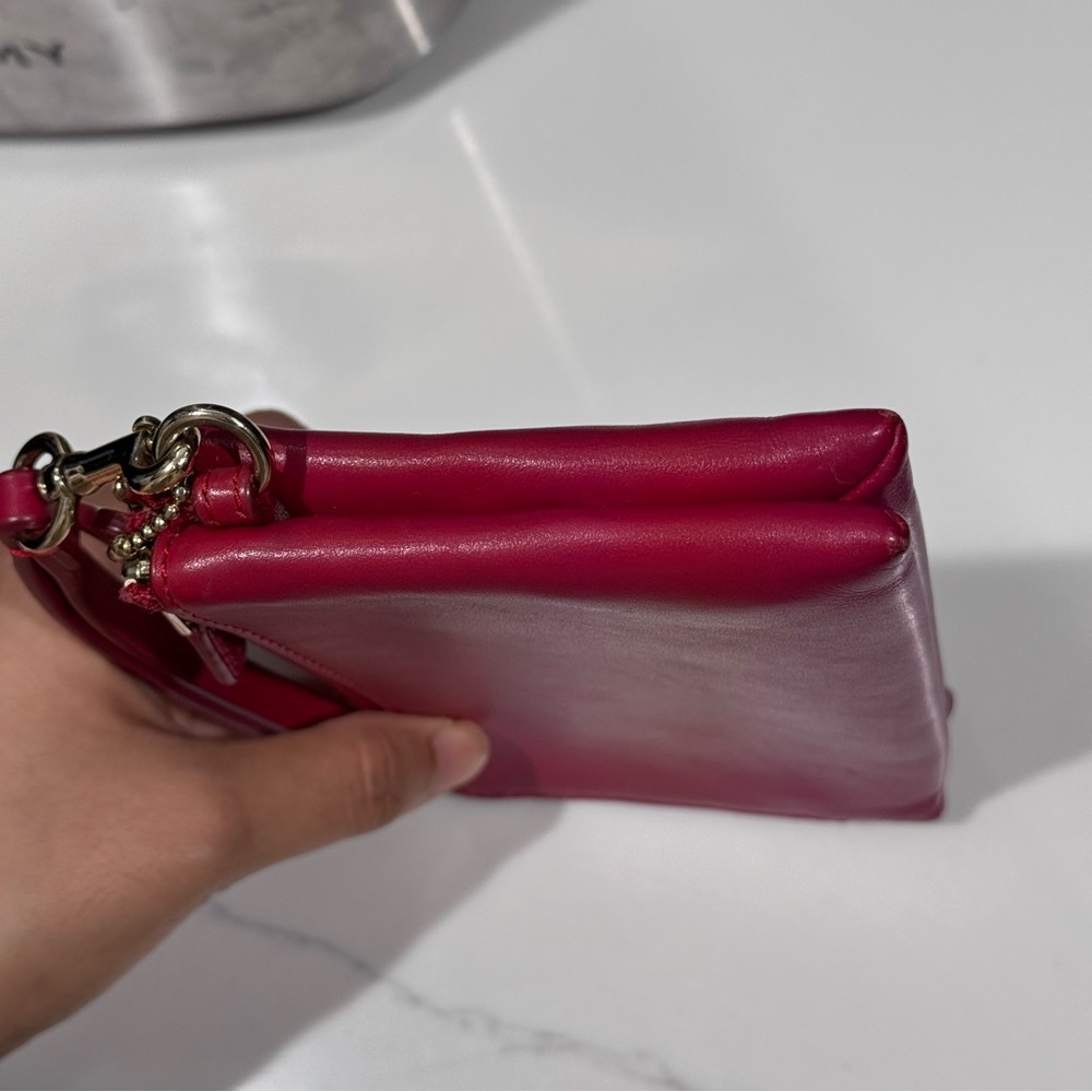 Coach • Wristlet Wallet • Red/Burgundy • Corner Zipper - Picture 7 of 15